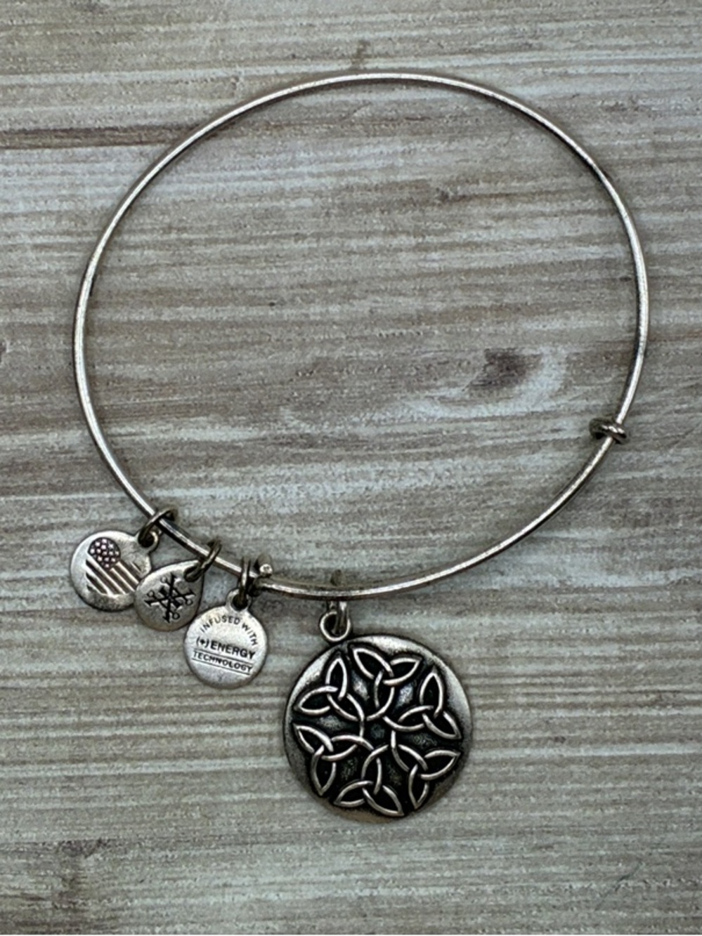 Alex and Ani Silver-Tone Endless Knot Charm Bangle